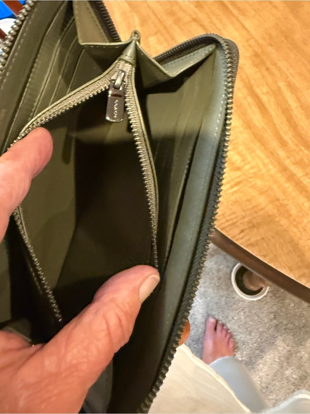 Coach Olive Green Leather Zip Wallet for Men - Picture 6 of 9